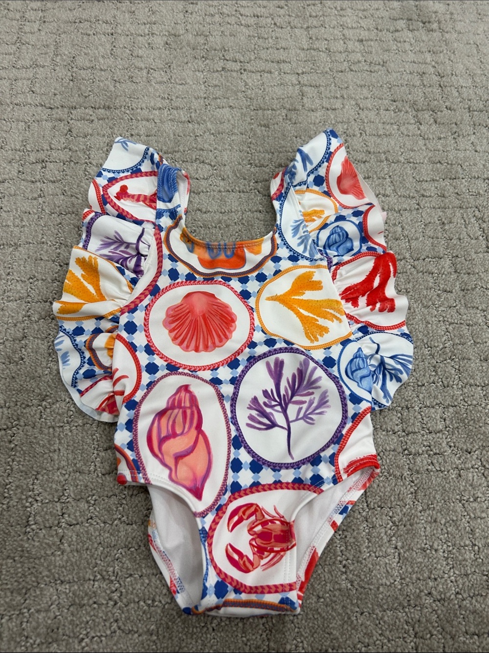 Girls One-Piece Swimsuit with Colorful Sea Life Print